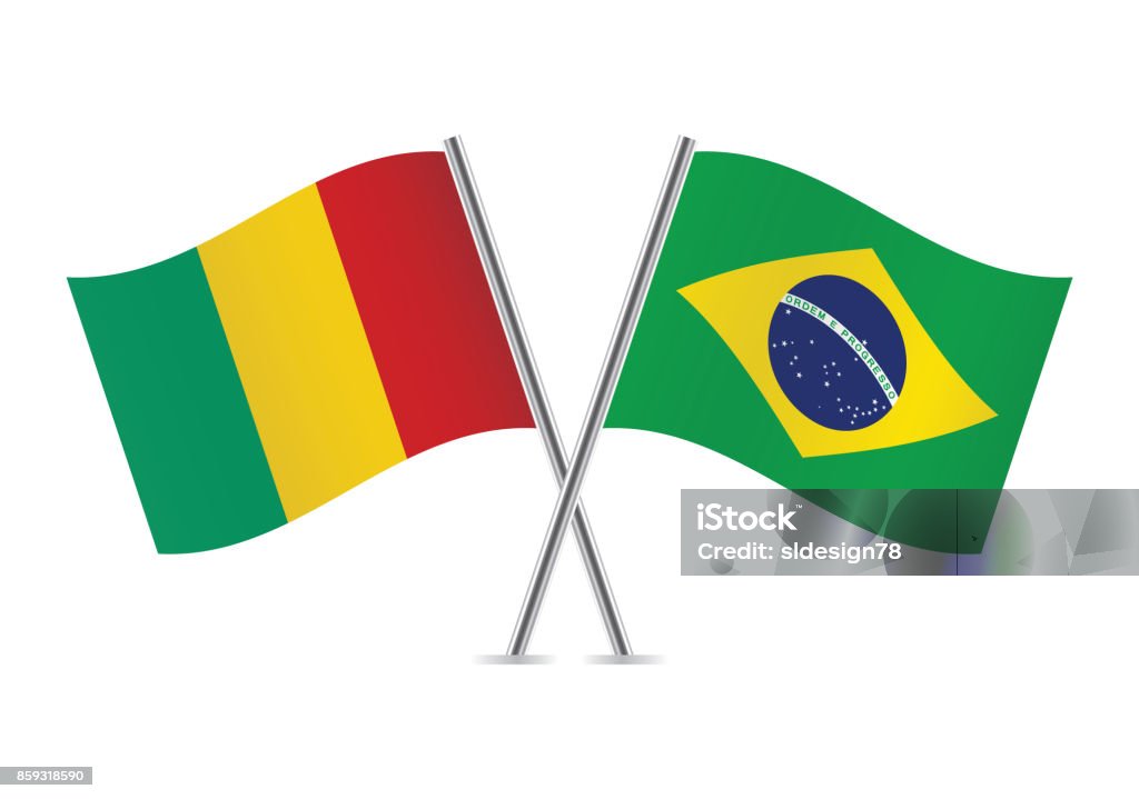 Guinea and Brazil flags.Vector illustration. Brazilian Flag stock vector