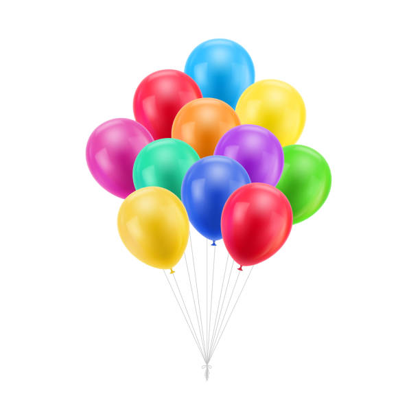 farbige luftballons isoliert zu bündeln - gebündelt stock-grafiken, -clipart, -cartoons und -symbole