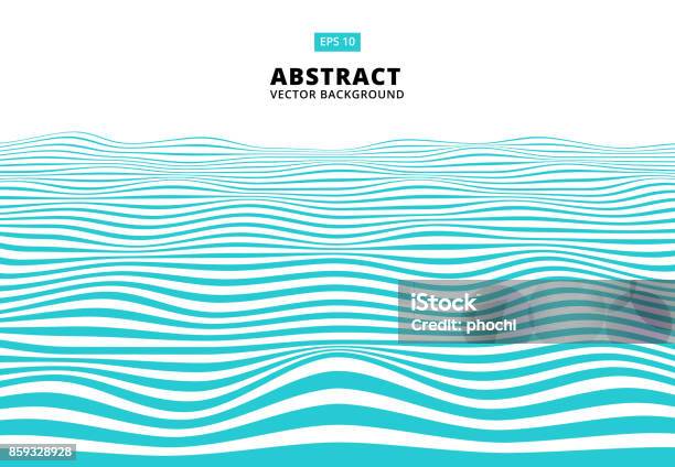 Abstract Blue Lines Wave Wavy Stripes Pattern Rough Surface Vector Stock Illustration - Download Image Now