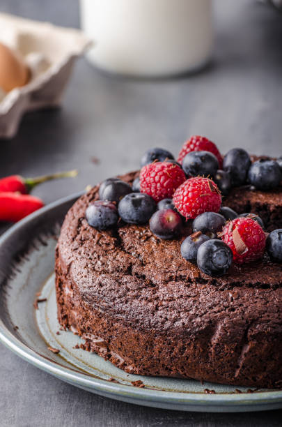 istock Brownies cake with chilli and berrries 859329112