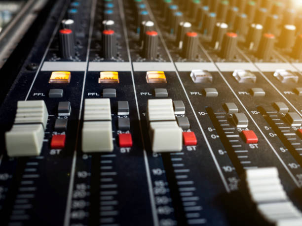 istock Sound mixer control panel, buttons equipment for sound mixer control, Sound mixer control for live music and studio equipment. 859329926