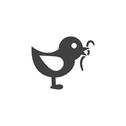 bird eating worm icon