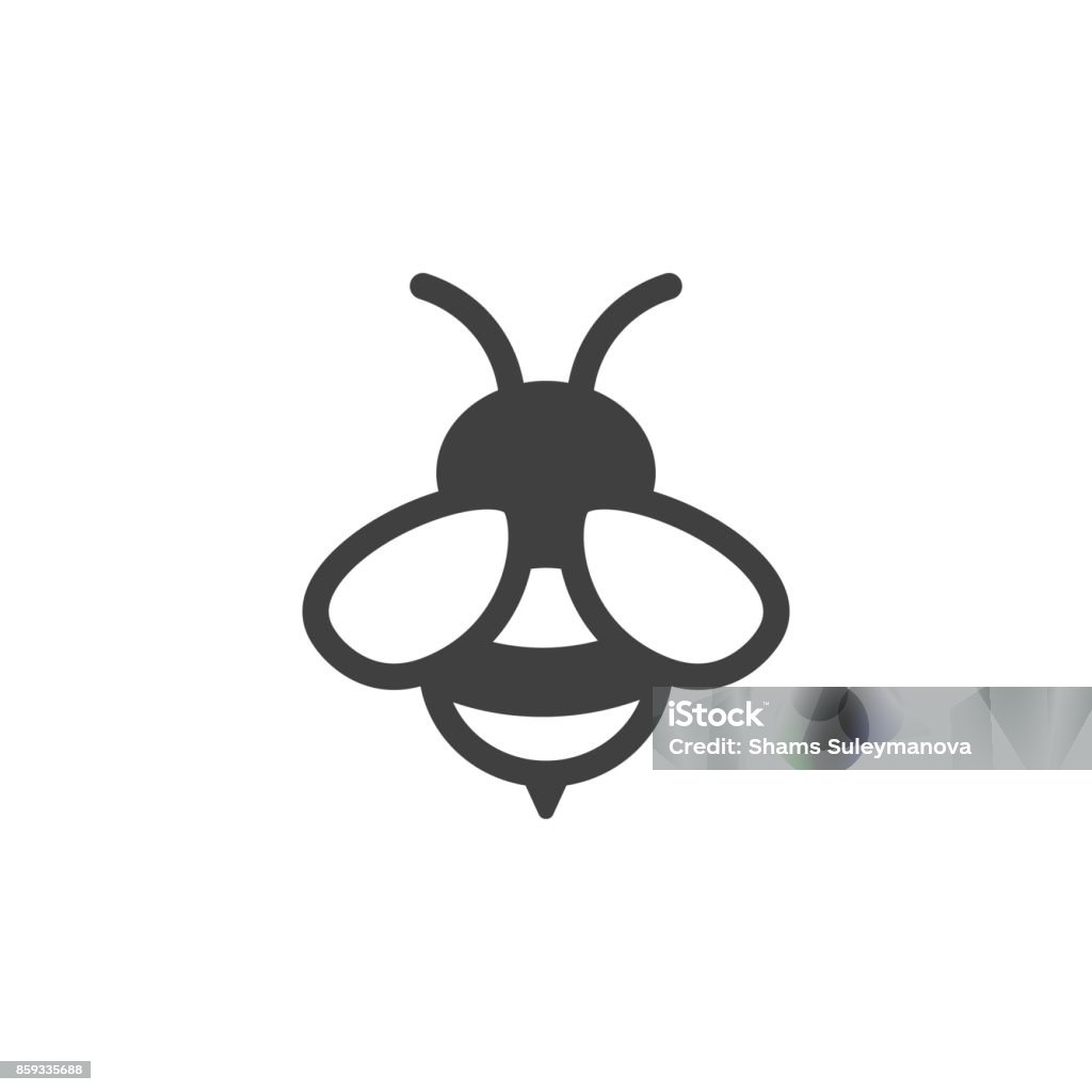 bee icon on the white background - Royalty-free Abelha arte vetorial