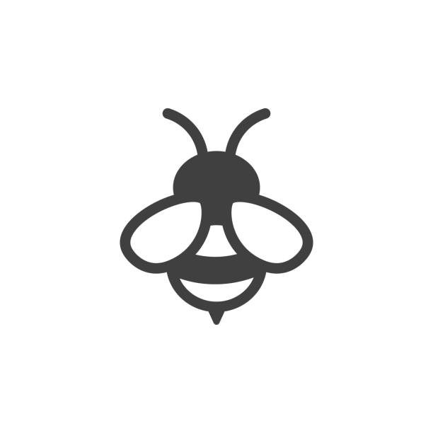 ilustrações de stock, clip art, desenhos animados e ícones de bee icon on the white background - abelha ilustrações