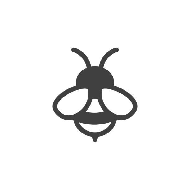 bee icon on the white background bee icon bumblebee stock illustrations