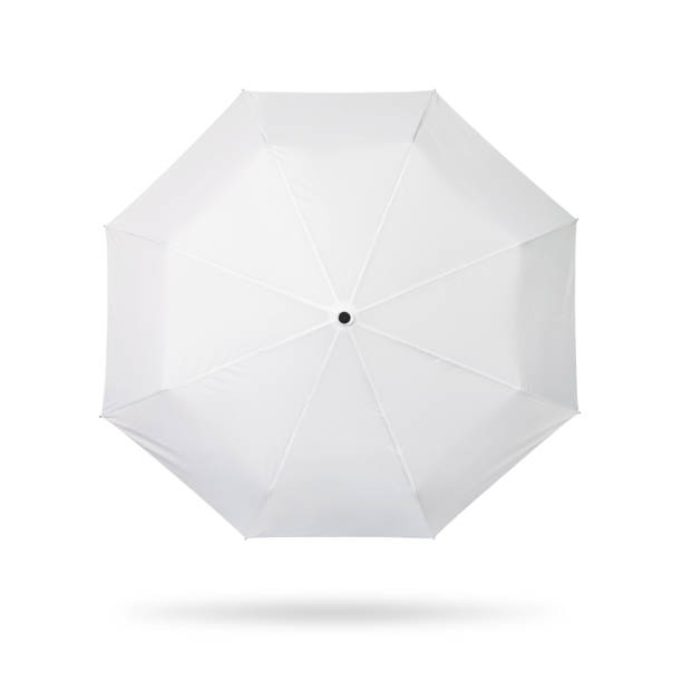istock Blank umbrella isolated on white background. Portable parasol for protection sun and rain. Clipping paths object. 859336972