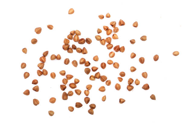 istock buckwheat grain isolated on white background close up. Top view 859339876