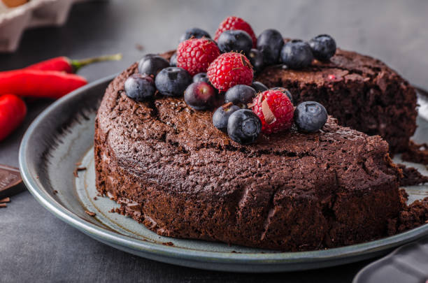 istock Brownies cake with chilli and berrries 859343204