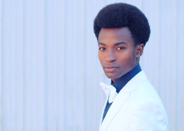 young african man gala clothing bow tie white jacket elegance event