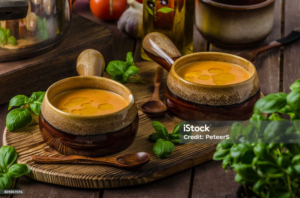 Vegetable tomato soup delish Vegetable tomato soup delish food, moody photo, ready for advertisment Appetizer Stock Photo