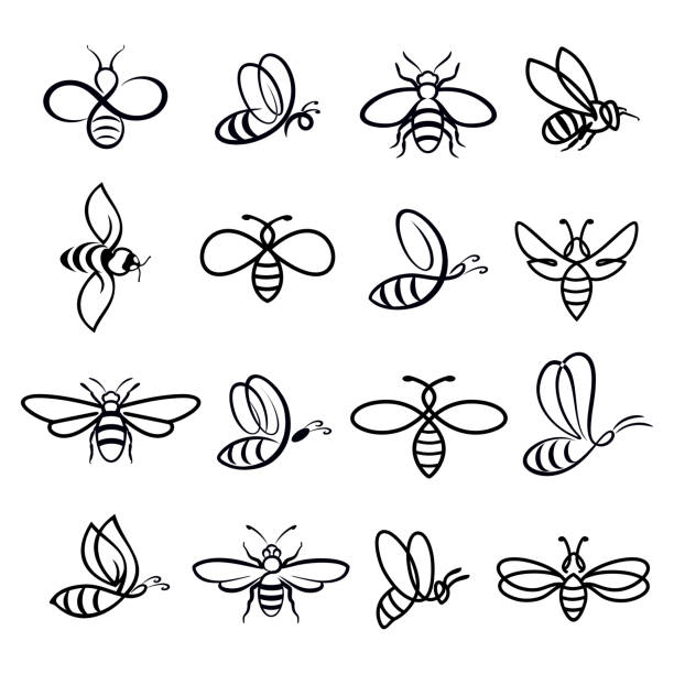 пчелиные иконки - worker bees stock illustrations