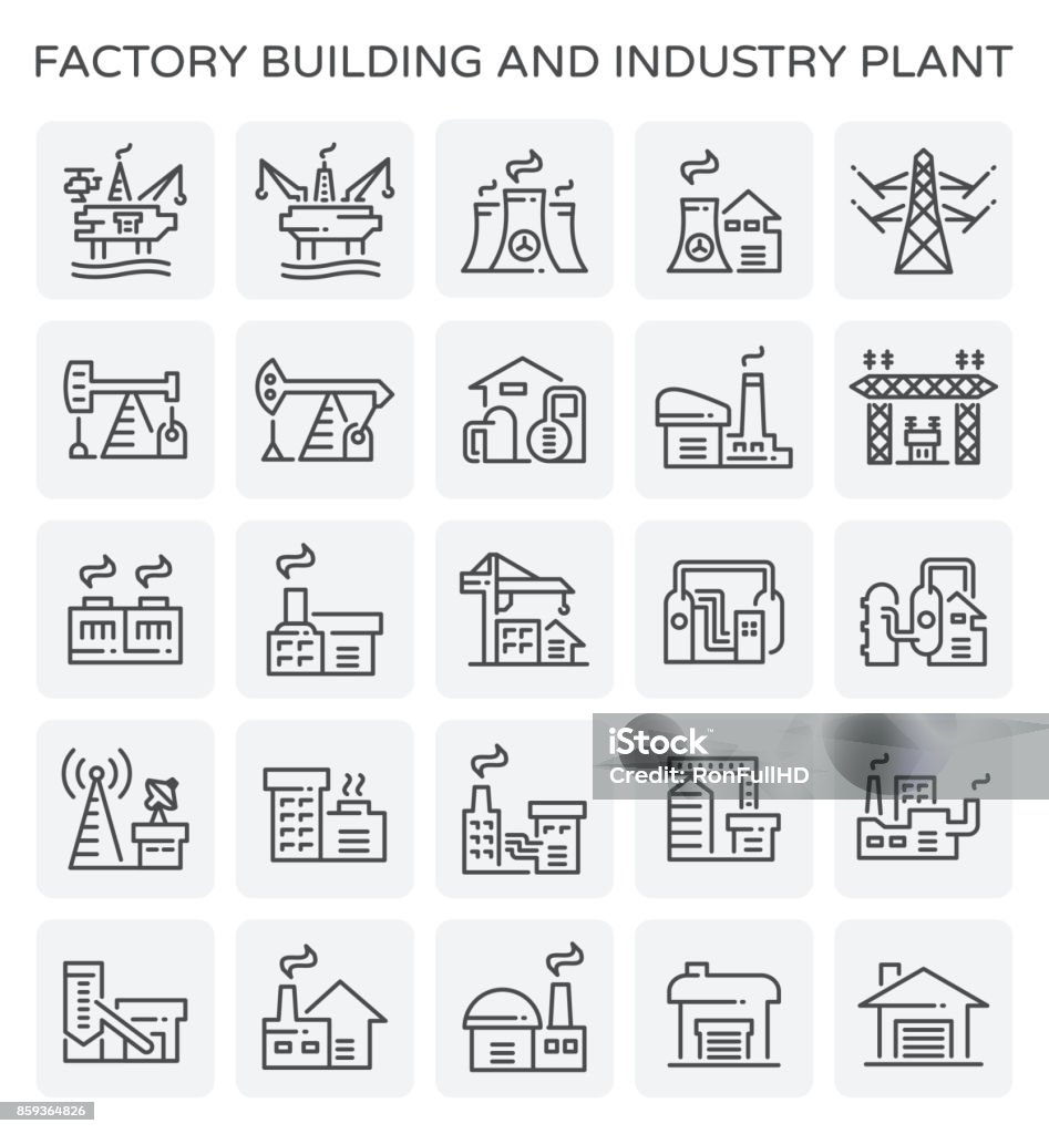 factory industry plant Factory building and industry plant icon. Factory stock vector