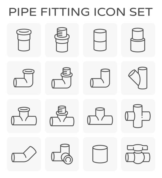 파이프 피팅 아이콘 - pvc pipe stock illustrations