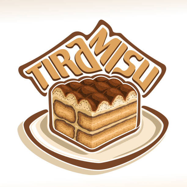 illustrations, cliparts, dessins animés et icônes de signe de vecteur pour tiramisu italien - tiramisu dessert italian culture mascarpone cheese