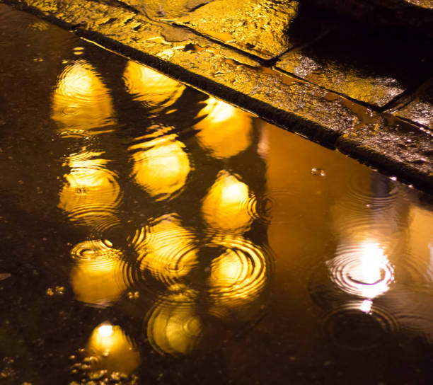 istock reflection of lights on wet rainy street 859372730