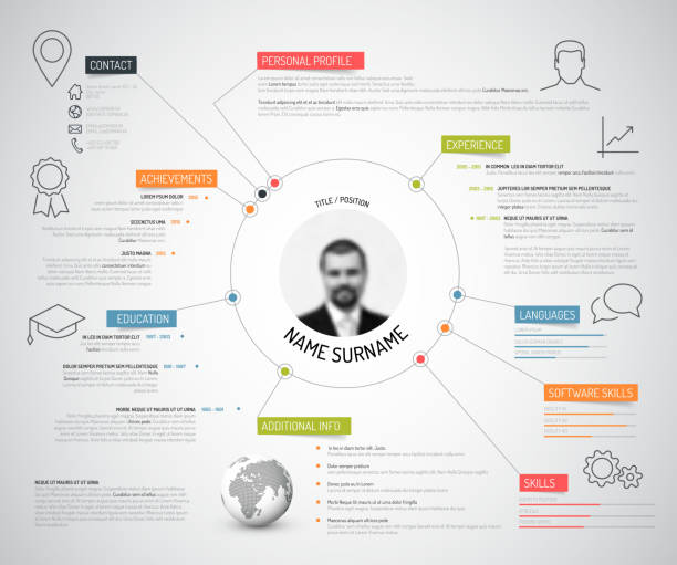 ilustrações, clipart, desenhos animados e ícones de original cv / retomar o modelo - infographic resume skill business