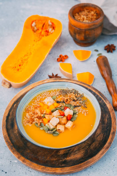 istock Creamy autumn pumpkin soup 859395634
