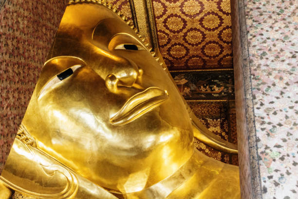 istock Reclining Buddha gold statue. Wat Pho 859395720
