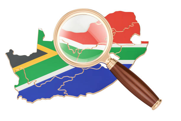 istock South Africa under magnifying glass, analysis concept, 3D rendering isolated on white background 859397152