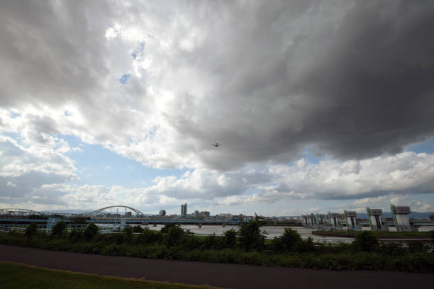 istock Dirty Japanese river after the typhoon 859406408