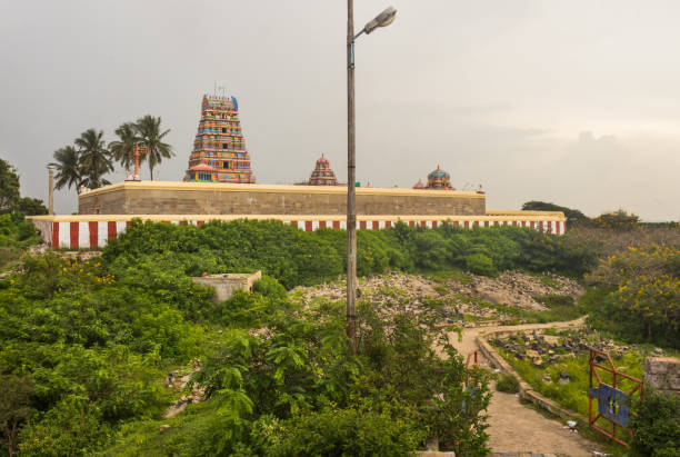 istock Stone Wall on a hill around Hindu temple 859407232