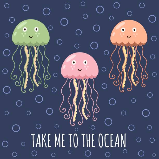 istock Take me to the ocean card with cute jellyfishes 859407754