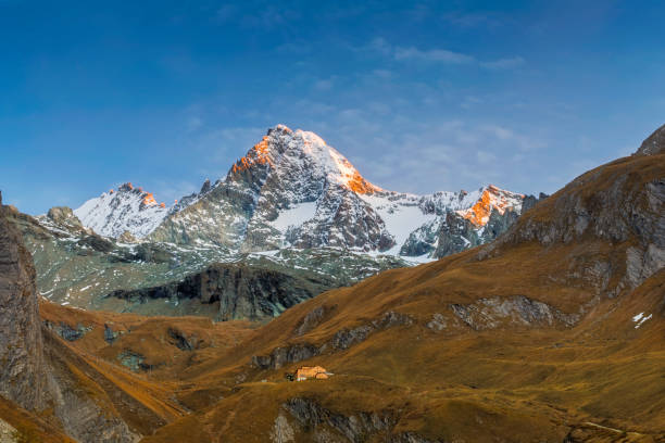 Grossglockner Alpenglow at Autumn in Kals, Austria Austria, Carinthia, Central Eastern Alps, Grossglockner, Hohe Tauern Range grossglockner stock pictures, royalty-free photos & images