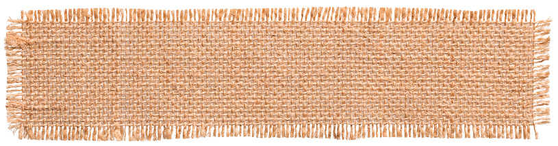 Burlap Fabric Patch Label, Sackcloth Piece of Linen Jute, Sack Cloth Tag Isolated over White background