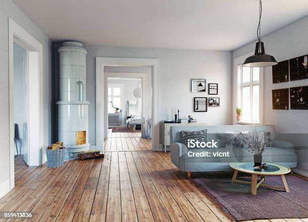 The Modern Interior Stock Photo - Download Image Now - Apartment, Sweden, Scandinavian Descent