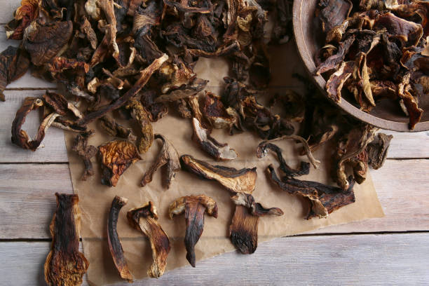 istock Dried and sliced edible mushrooms. 859417014