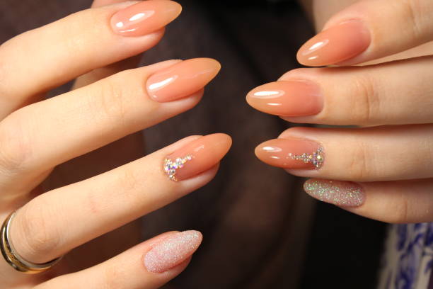 istock Manicure design camouflage colors 859421250