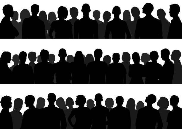 Crowd (People Are Complete- a Clipping Path Hides the Legs) Crowd. All people are complete and moveable- a clipping path hides the legs. crowd of people silhouettes stock illustrations