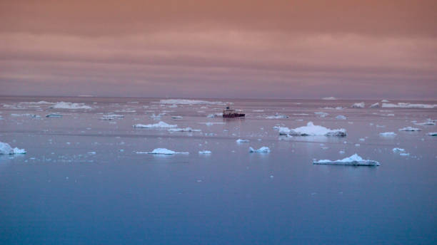istock fisherman boat going between Icebergs on arctic ocean in Greenland 859430494