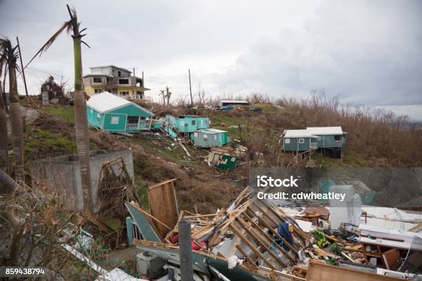 Destroyed Houses Hurricane Irma 2017 St John United States Virgin Islands Stock Photo - Download Image Now
