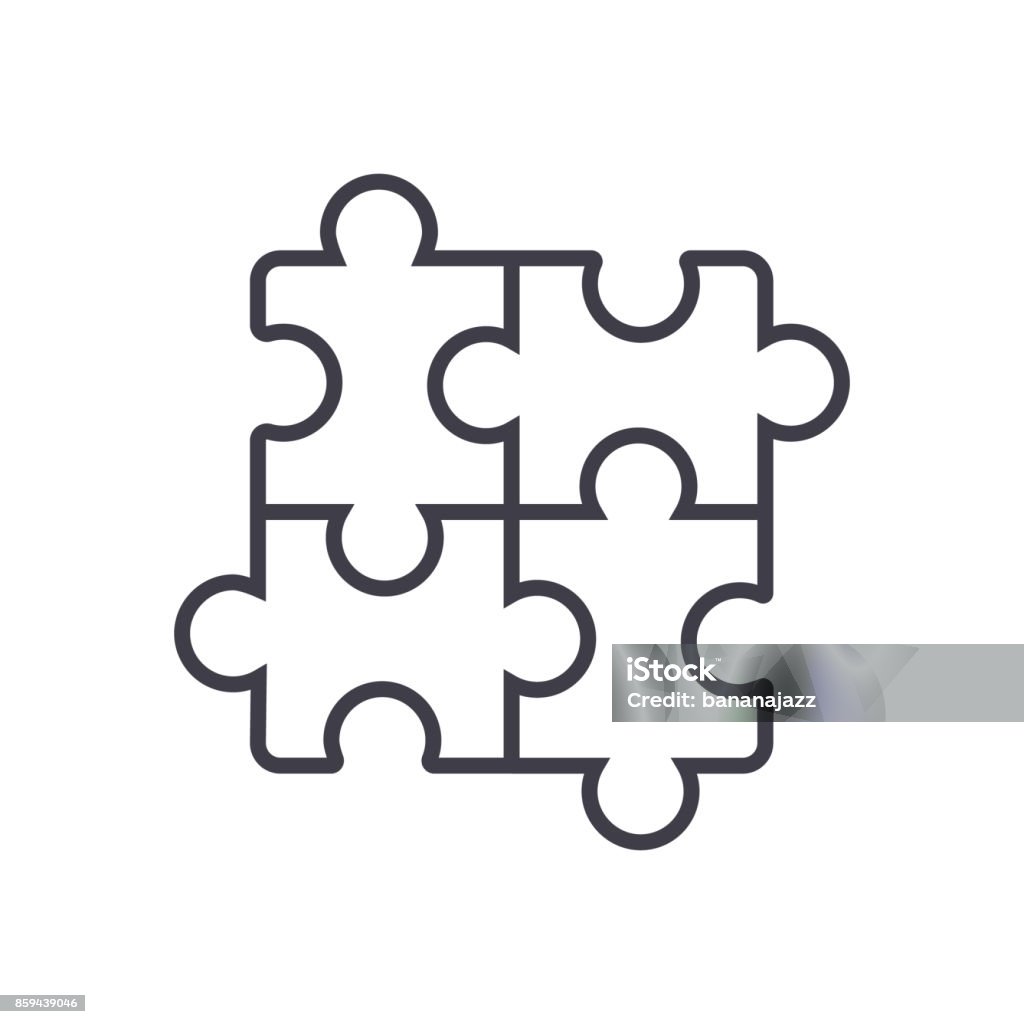 Puzzle, Puzzle-Vektor-Linie-Symbol, Zeichen, Abbildung auf Hintergrund, editierbare Striche - Lizenzfrei Puzzleteil Vektorgrafik