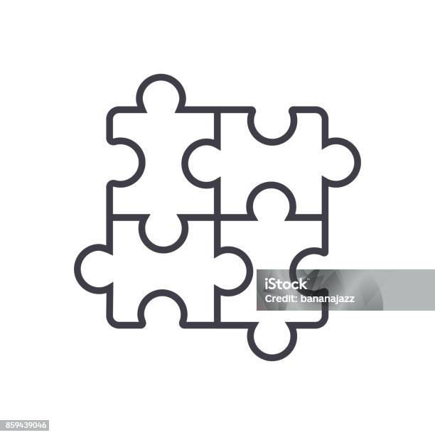 Puzzle Puzzlevektorliniesymbol Zeichen Abbildung Auf Hintergrund Editierbare Striche Stock Vektor Art und mehr Bilder von Puzzleteil