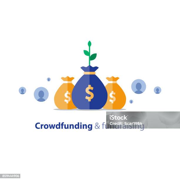 Fundraising Campaign Crowdfunding Concept Charity Donation Vector Illustration Stock Illustration - Download Image Now