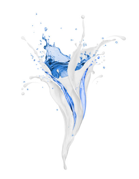 istock Abstract splashing milk and water, isolated on white background 859445558