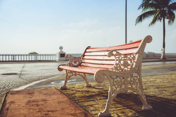 istock Wooden bench on the street 859445788