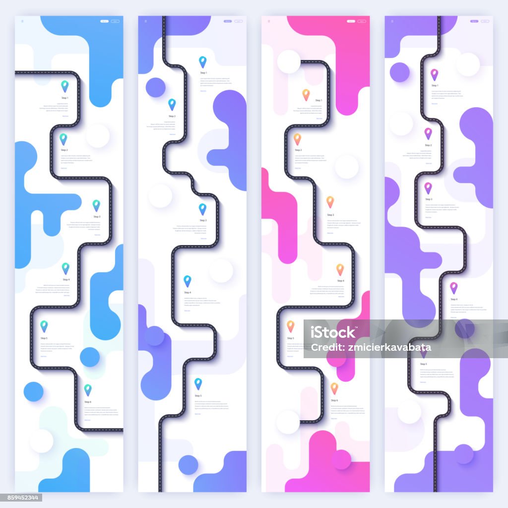 Gradient Trendy Layout Set Of Layouts With Trendy Gradient Designs Stock Illustration ...