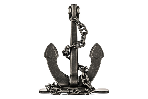 Black Anchor, 3D rendering isolated on white background