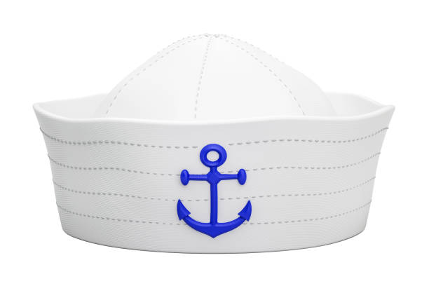 Navy sailor hat with anchor, 3D rendering isolated on white background Navy sailor hat with anchor, 3D rendering isolated on white background sailor hat stock pictures, royalty-free photos & images