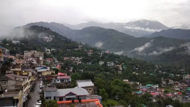 Panoramic view of dhauladhar mountain range as seen from dharmshala