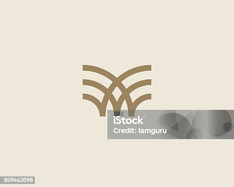 istock Universal linear icon design. Creative bull horns mark. Luxury letter w wings bird icontype. 859462098