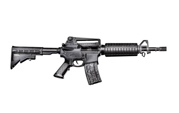 istock Army carbine with silencer isolated on a white background 859466428