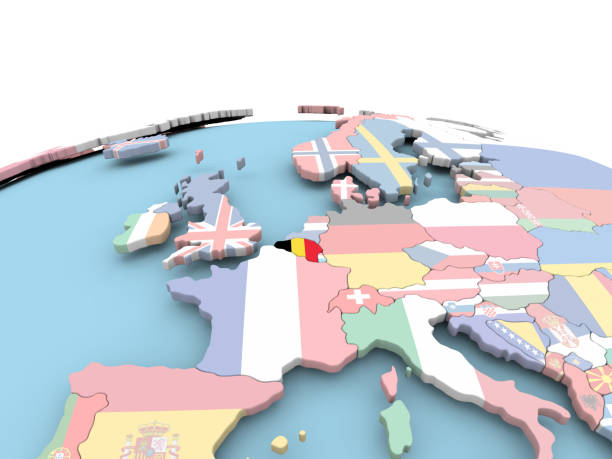 istock Flag of Belgium on bright globe 859466458
