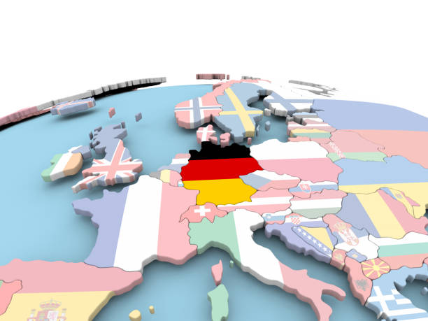 istock Flag of Germany on bright globe 859466470