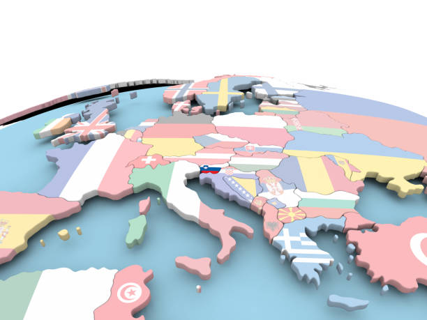 istock Flag of Slovenia on bright globe 859466478