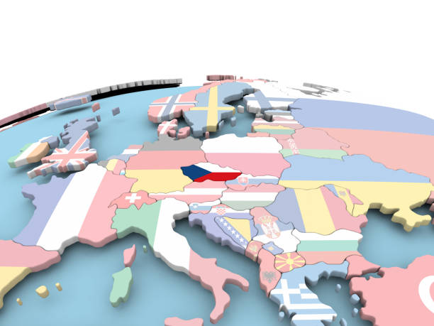 istock Flag of Czech republic on bright globe 859466480