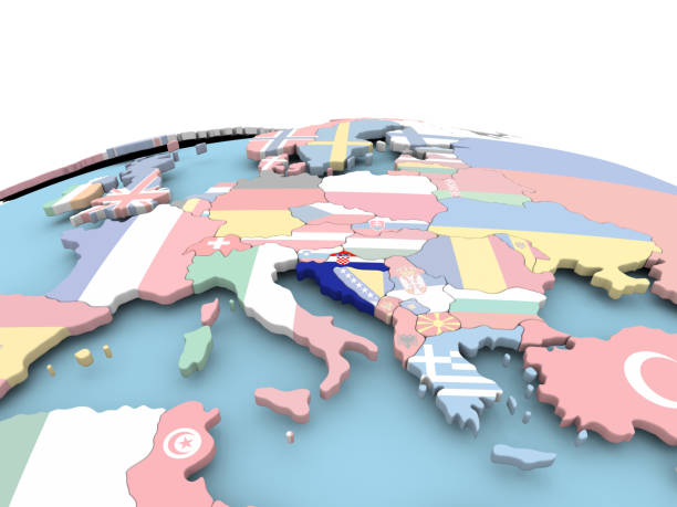 istock Flag of Croatia on bright globe 859466490